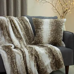 Paoletti Fawn Faux Fur Feather Filled Cushion