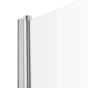 Cooke & Lewis Nubia L-shaped 1 panel Clear glass Silver effect frame Bath screen, (W) 815mm (H) 1400mm