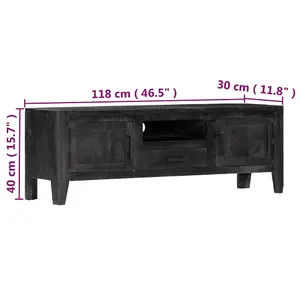 Berkfield TV Cabinet Black 118x30x40 cm Solid Mango Wood