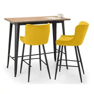 Grafton Bar Table & 2 Luxe Mustard Bar Stools