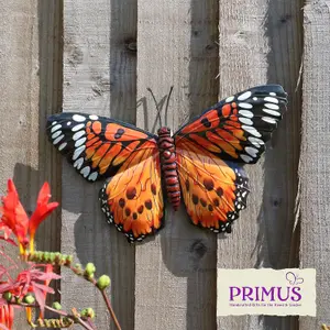 Primus Medium Orange Metal Butterfly Wall Art