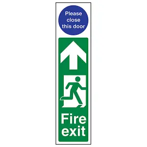 Fire Exit Man Right Close Door Sign - Rigid Plastic - 75x300mm (x3)