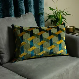 Paoletti Delano Geometric Jacquard Polyester Filled Cushion