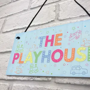 Red Ocean Child's Playhouse Sign Hanging Door Wall Plaque Son Daughter Birthday Gift Home Decor