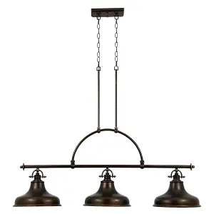 Elstead Emery 3 Light Pendant Bar Chandelier Light Palladian Bronze, E27