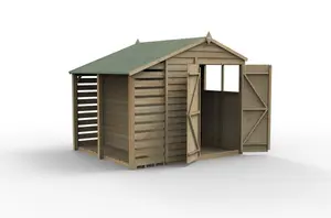 4LIFE Apex Shed 6x8 - Double Door - 2 Windows -  With Lean-To