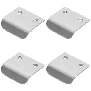 4x Semi Concealed Cabinet Finger Pull Handle 29mm Fixing Centres Satin Chrome