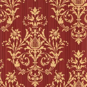 Galerie Classic Silks 3 Red Striped Damask Smooth Wallpaper