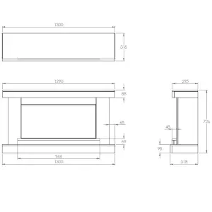 Suncrest Colorado Grey & white Glass, MDF & metal Freestanding Electric fire suite