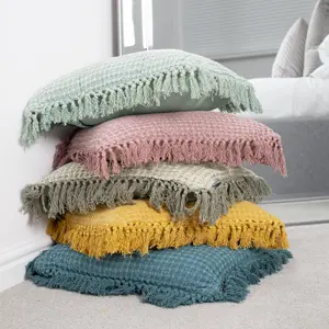 Mayfly Green Tassel Decorative Throw Cushion - 45 x 45cm