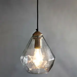 Ceiling Pendant Light Antique Gold Paint & Clear Glass 10W LED E27