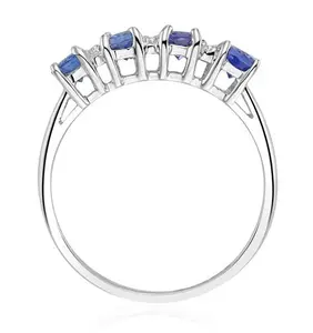 Tanzanite 0.76Ct And Diamond 9K White Gold Ring