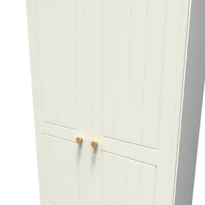 Lancaster 2 Door 2 Drawer Wardrobe in Cream & Oak (Ready Assembled)