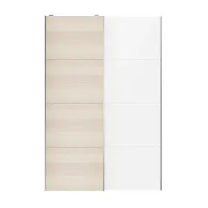 Atomia Panelled White oak effect 2 door Sliding Wardrobe Door kit (H)2250mm (W)1500mm