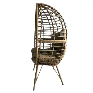 Rattan Standing Egg Chair with Soft Cushion, Durable Metal Frame, Max Load 180 KG - Natural