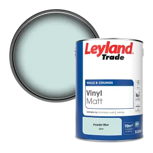 Leyland Trade Vinyl Matt Walls & Ceilings Emulsion Paint Powder Blue (18E49) 5L