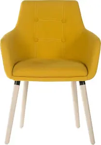 Four Legged Chair in Soft Brushed Yellow Fabric