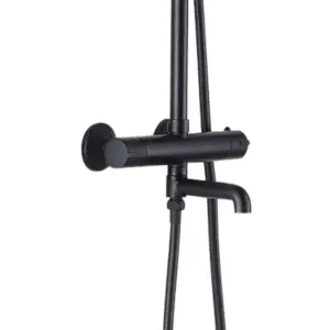 ENKI Dune Black Contemporary 3-Outlet Brass Thermostatic Shower Bar Mixer Valve T117