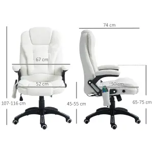 Vinsetto Office Chair w/ Heating Massage Points Relaxing Reclining White