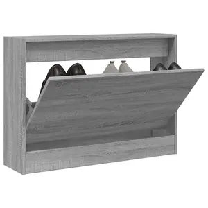 Shoe Cabinet Grey Sonoma 80x21x57 cm Engineered Wood