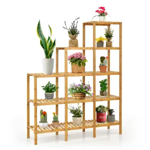 Costway 5-Tier Bamboo Plant Holder Stand Plant Shelf Storage Organizer Display Rack