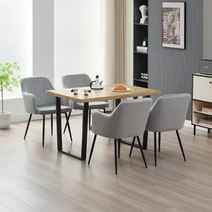 Colorado Dining Table with 4 Grey  Charlotte Velvet Chairs