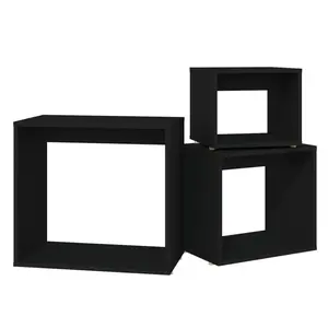 Side Tables 3 pcs Engineered Wood (Set of 3) Black / Black