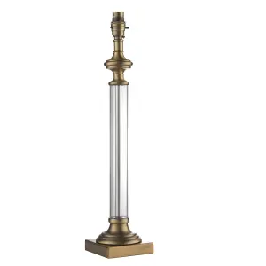 Table Lamp - Antique Brass & Clear Glass - 10W LED E27 - Bedside Light Base Only