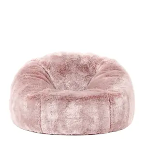 icon Kids Classic Faux Fur Bean Bag Chair Light Pink Bean Bags for Children