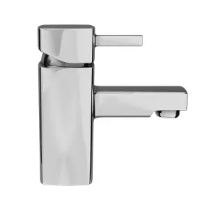 Bathroom Basin Sink Tap Single Lever Mono Mixer, Cube Design Brass Faucet with Push Waste Plug