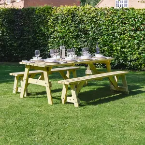 Oakham 6ft Picnic Table and Bench Set - L183 x W91 x H72 cm - Light Green