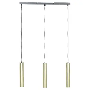 3 Light Pendant Lamp Brass BROSNA