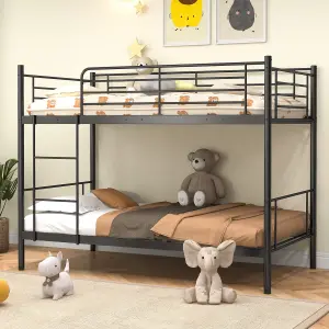 Costway 3FT Metal Bunk Bed Single over Single Loft Bed Frame W/ Ladder Safety Guardrail Black