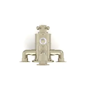 ENKI Downton English Gold White Traditional Brass Thermostatic Twin Shower Valve with Return to Wall Bend T110