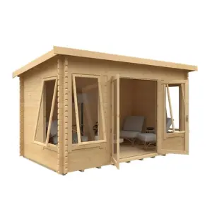 14ft x 8ft (4.26m x 2.43m) 44mm Wooden Log Cabin (19mm Tongue and Groove Floor and Roof) (14 x 8) (14x8)