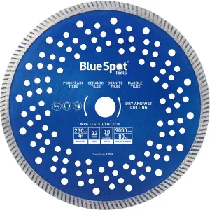 BlueSpot Turbo Tile Diamond Cutting Disc Angle Grinder Blade Stone 9" 230mm