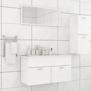 Berkfield Bathroom Furniture Set High Gloss White Engineered Wood