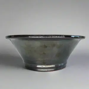 21cm Glazed Bonsai Pot - Round - 21cm x 9cm - Black