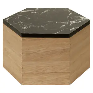 Maison by Premier Mimo Black Marble Effect Hexagonal Trinket Box