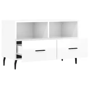 Berkfield TV Cabinet High Gloss White 80x36x50 cm Engineered Wood