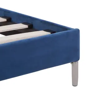 Berkfield Bed Frame Blue Fabric 150x200 cm 5FT King Size