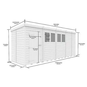 DIY Sheds 17x5 Pent Shed - Single Door Without Windows