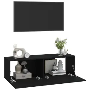 Berkfield Wall TV Cabinets 2 pcs Black 100x30x30 cm Engineered Wood