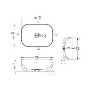 Collingham White Marble effect Rectangular Counter top Basin (W)46cm