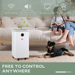 HOMCOM 10L/Day 2.5L WiFi Smart Dehumidifier, Portable Quiet Air Dehumidifier