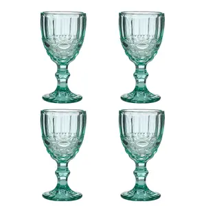 Set of 4 Vintage Luxury Turquoise Drinking Wine Glass Wine Goblets 350ml