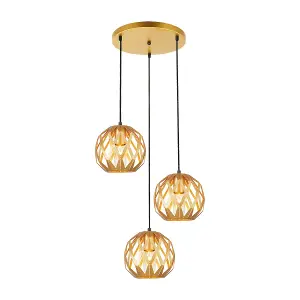 Luminosa Hilo Modern 3 Light Cluster Pendant Ceiling Light, E27