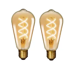 Extrastar 4W LED Spiral Filament Light Bulb  E27 2200K, pack of 2