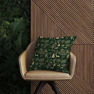 Green Christmas Woodlands Outdoor Cushion 45cm x 45cm