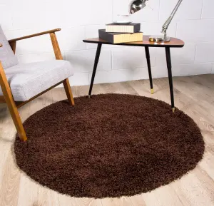 Soft Value Brown Shaggy Area Rug 135x135cm